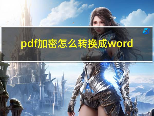 pdf加密怎么转换成word文档的相关图片