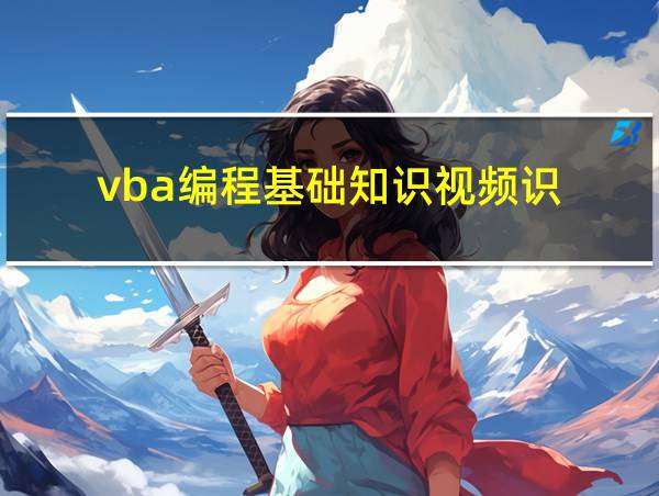 vba编程基础知识视频识的相关图片