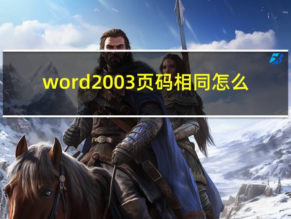 word2003页码相同怎么改的相关图片